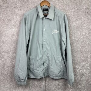 The Hundreds Coach Jacket Windbreaker Grey Nylon Button Up Mesh‎ Lined Size XL